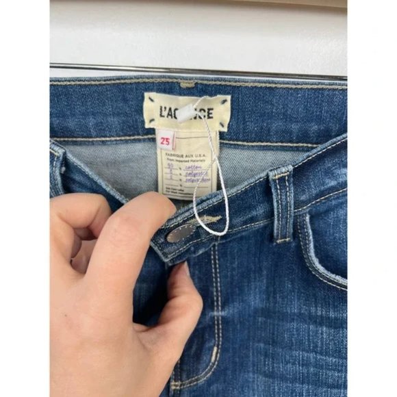 L'Agence Sada High Rise Crop Slim Faded Raw Hem Jeans Crescent Size: 25 NWT - Picture 4 of 8
